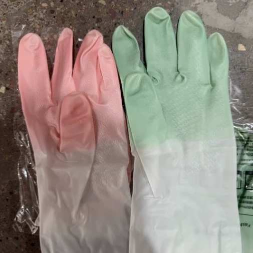 2 Oil Resistant Durable Wear-Resistant Waterproof Rubber Gloves Cleaning Gloves