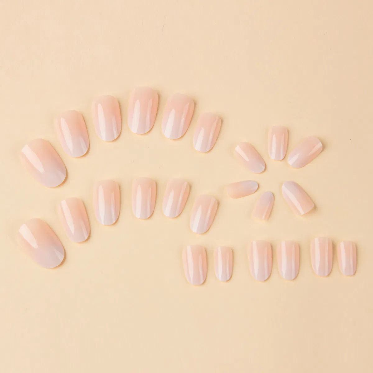 Wearable Nail Short Nail Sheet Pink White Gradient Nail Art Wearable Nail Piece Wholesale Wearable Nail Piece Press on Nails