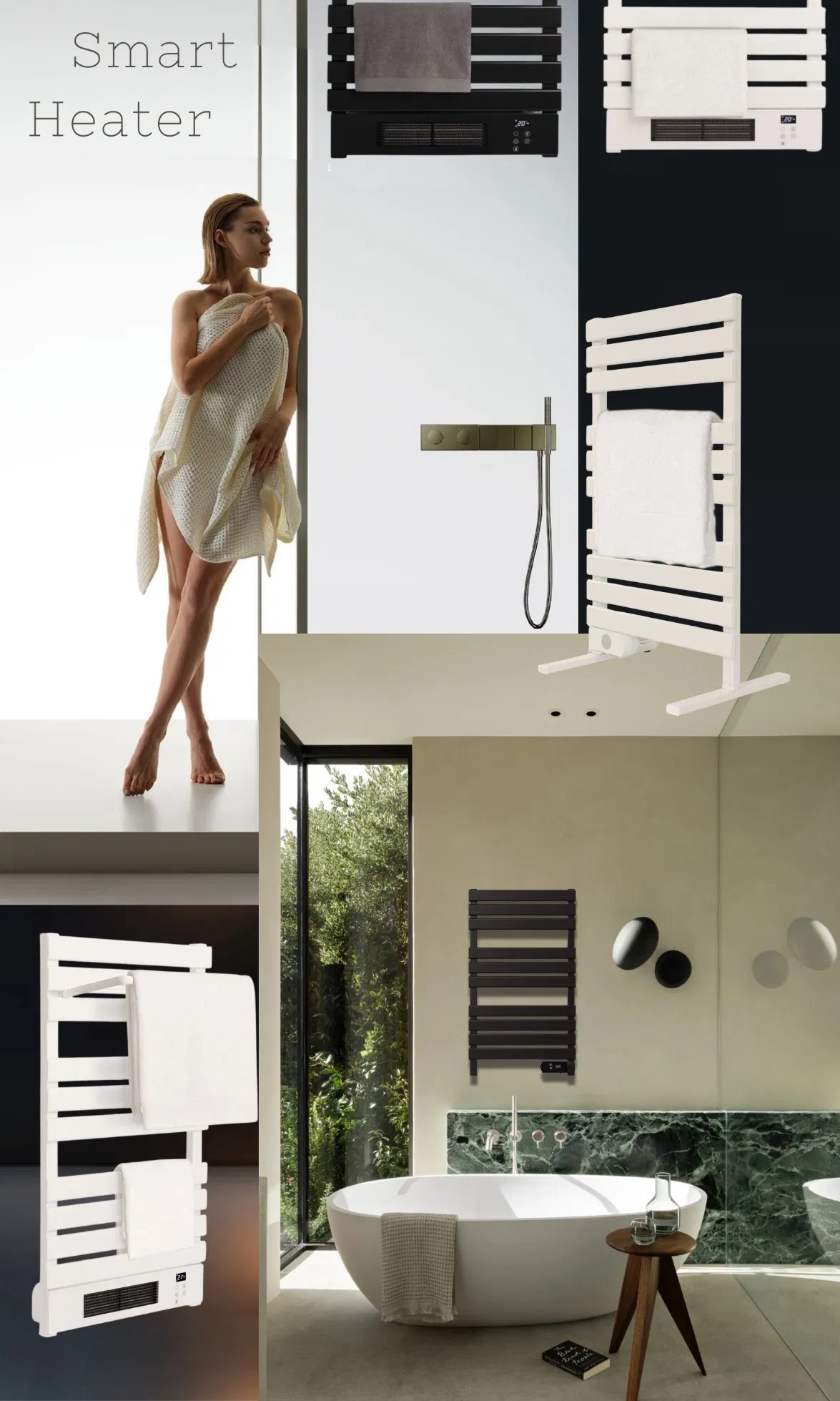OEM Colorful Matte Black Radiant Heated Towel Rail Heater