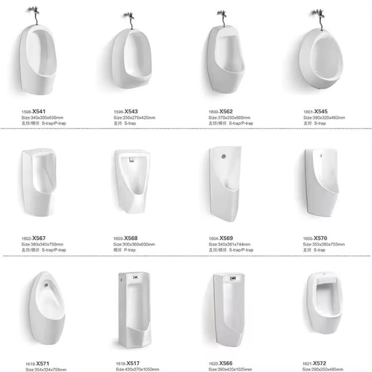 Modern Wall Hung Ceramic Male Black Urinal for Bathroom with Auto Sensor Wc Ceramic Urinal