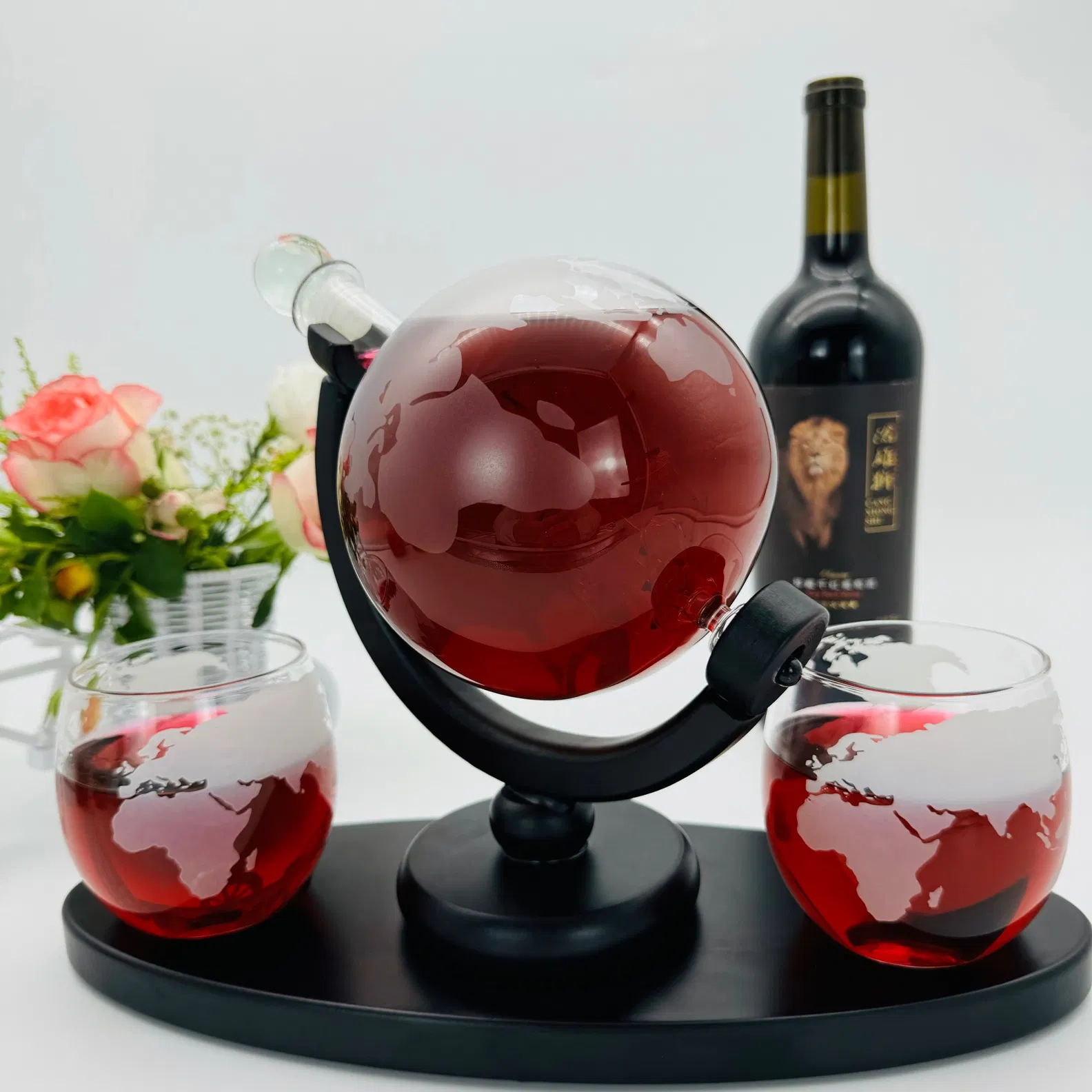 Elegant Crystal Wine Pourer Whiskey Bottle Decanter Gift Set