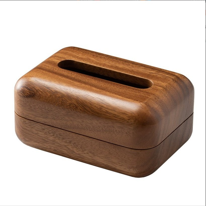 Black Walnut Wooden Office Desk Hotel Household Bathroom Tissue Napkin Box