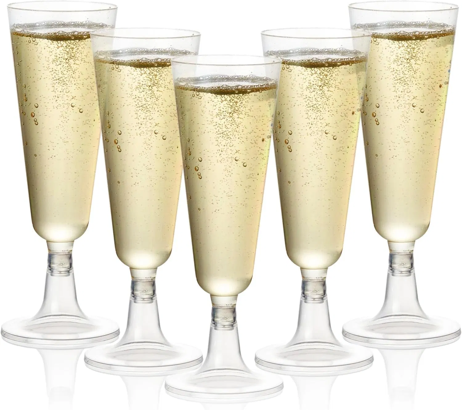 Clear Plastic Champagne Flutes 5oz Elegant, Sturdy & Reusable Toasting Glasses for Mimosa, Cocktails, Prosecco