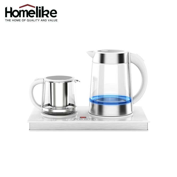 Custom Turkish Coffee and Tea Maker 1.7L Glass Kettle Electric Tea Tray Set