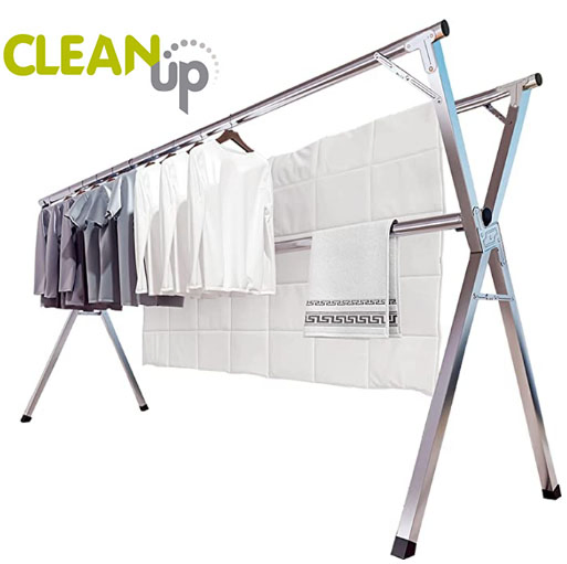 Stainless Steel Laundry Drying Rack Heavy Duty Collapsible Garment Rack for Indoor Outdoor