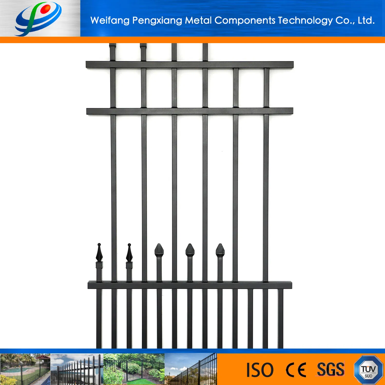 Factory New Security Aluminum Black Rackable Metal Fence Panel for USA Market