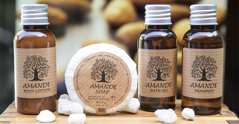 Hotel Amenities with Tubed Shampoo and Box