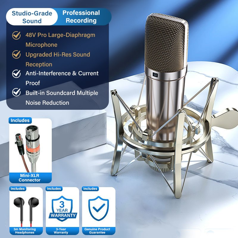U87 Wired Karaoke Microphone with Enhanced Noise Cancellation