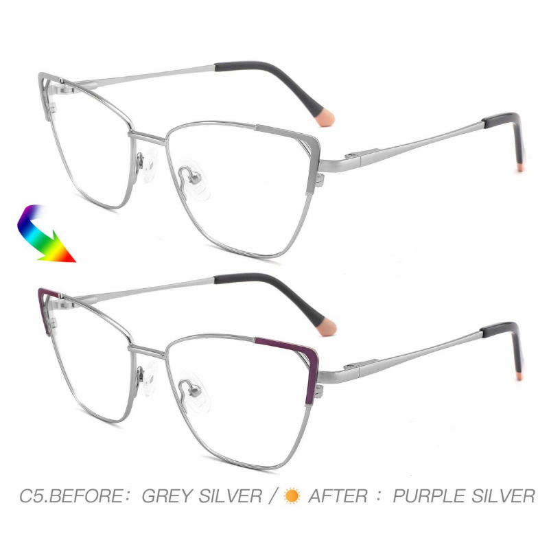 Whosaler Factory Sun Metal Color Changing Eyewear Frame Optical Cat Women