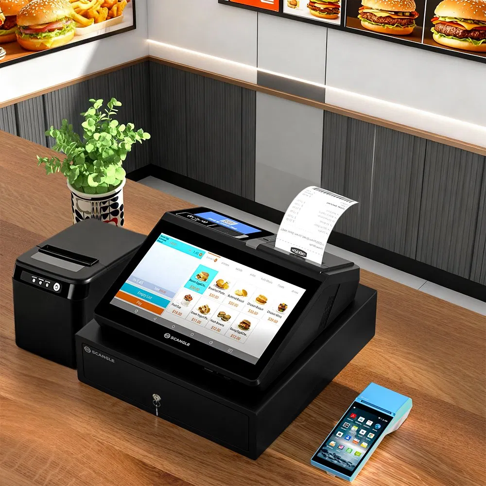 Scangle OEM Touch Windows 11 OS All in One Cash Register with 80mm Autocutter Printer Work for Restaurant POS Terminal