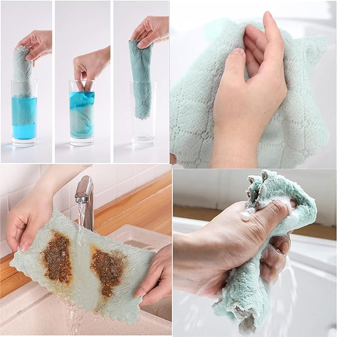 Microfiberkitchen Towel Quick Dry Washcloth Coral Velvet Dishtowel