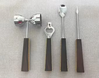 Custom Label Rattan Bar Tools Wine Bar Sets Beverage Serving Sets Serving Set Bartender Kit