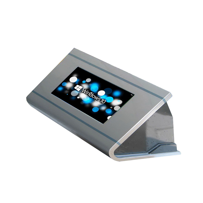 Desktop Space-Saving Touchscreen Kiosk with Wide-Screen Display and IR Touchscreen