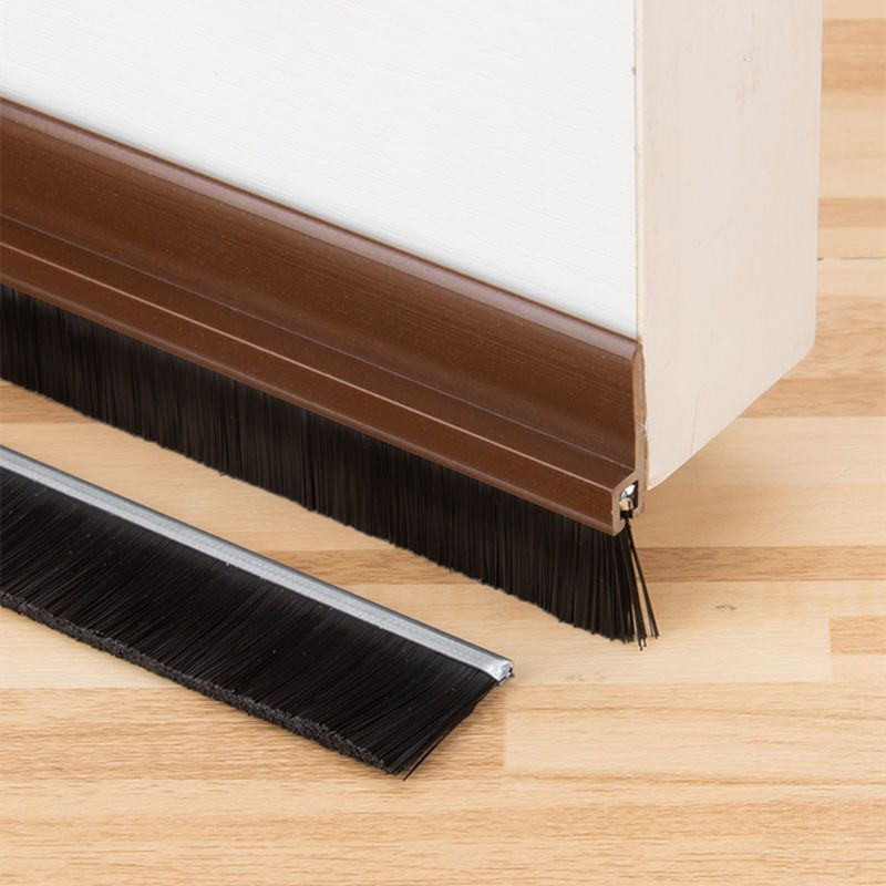 Door Bottom Brush Sweep Plastic Holder with Black Nylon Brush for Home Under Door Seals