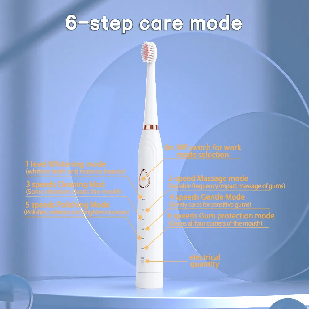 Electric Toothbrush Soft Bristles 6 Six-Speed Men and Women Adult USB Rechargeable Electric Toothbrush