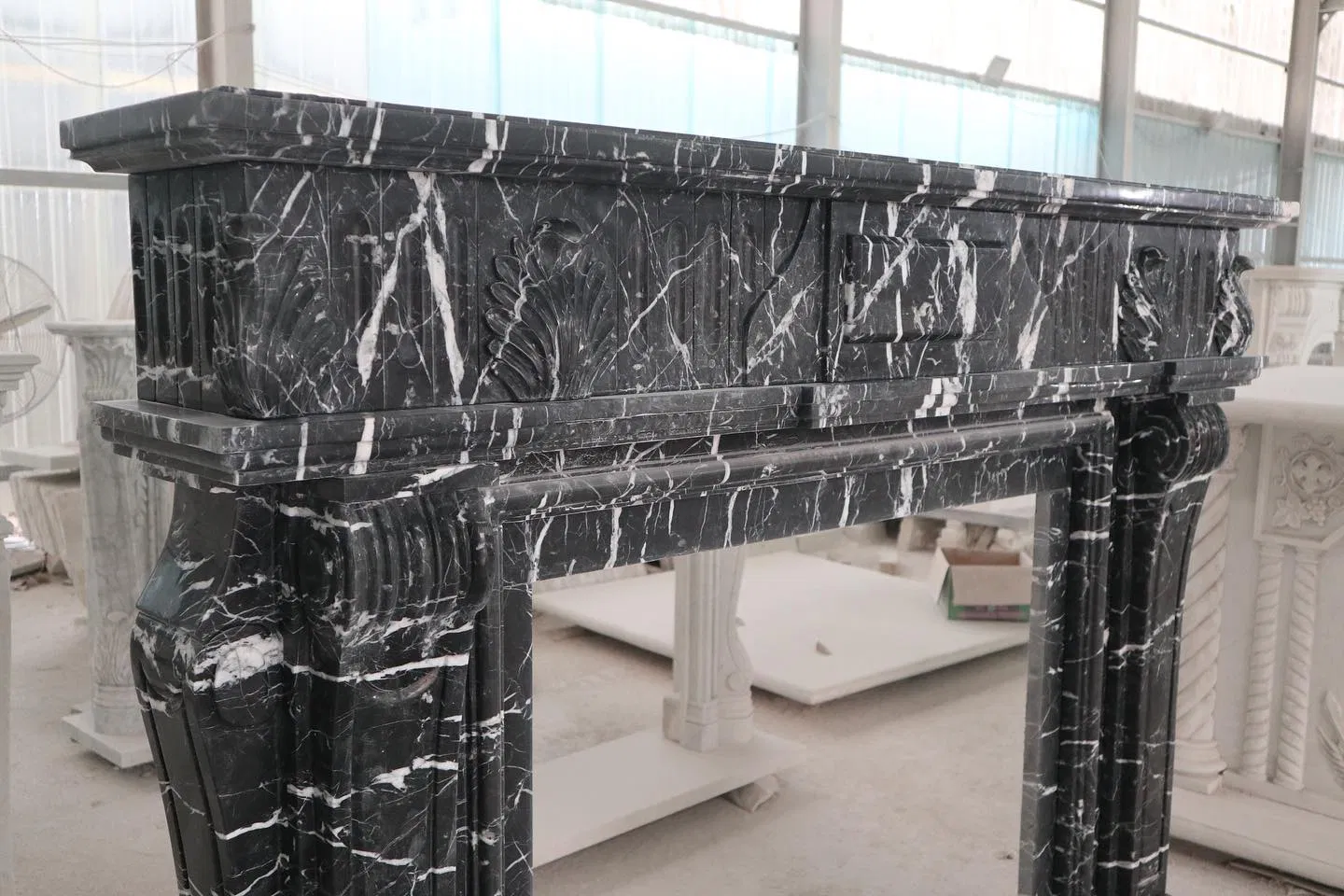 Best Ideas Decoration Nero Marquina Black and White Marble Fireplace Mantel Surround