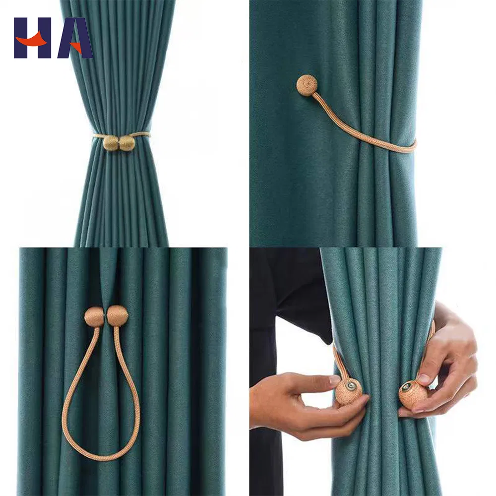 Home Furniture Decorative Magnetic Curtain Tiebacks Buckle Rope Holdbacks Convenient Drape Tie Backs Brown for Curtains