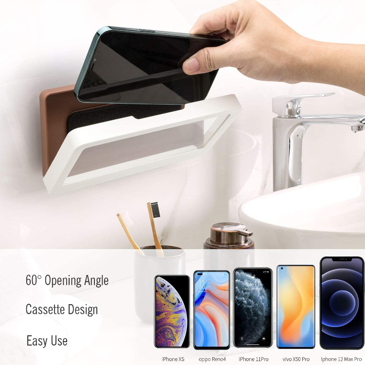 Charmount Home Wall Water-Proof Mobile Phone Box Self-Adhesive Phone Holder Touch Screen Bathroom Phone Shower Sealing Holder