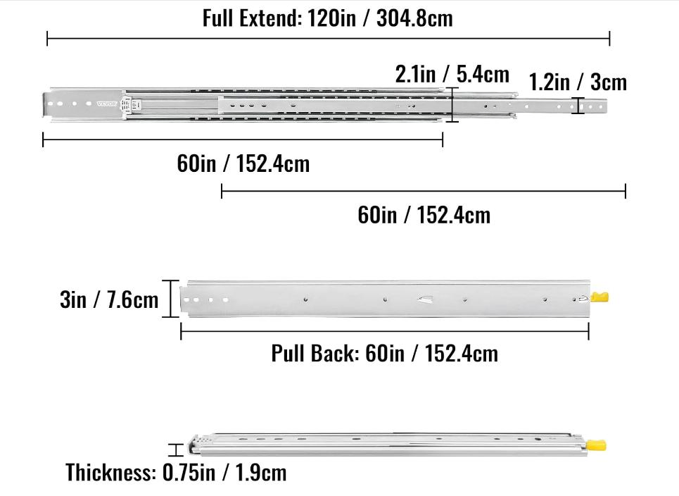 76mm Wide 60-Inch Heavy-Duty Slide Lock