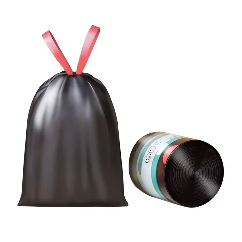 Thickened Self-Sealing String Plastic Tote Drawstring Design Trash LDPE Garbage Bag