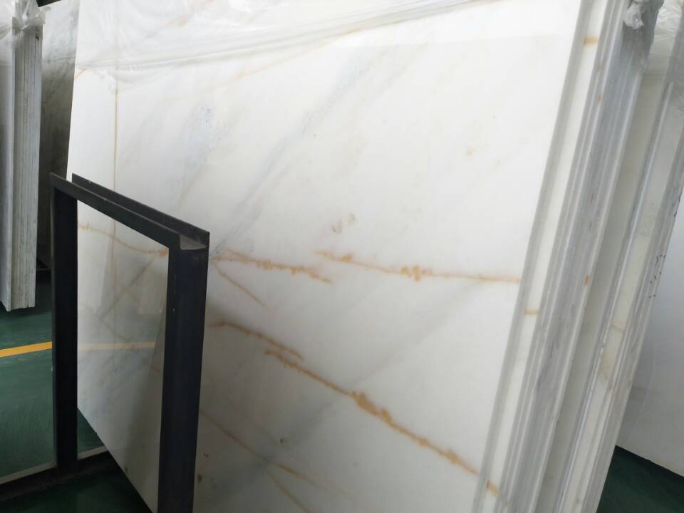 Golden White/White Jade Marble Polished/Honed Slab for Bathroom/Flooring Tile/Interior Decoration