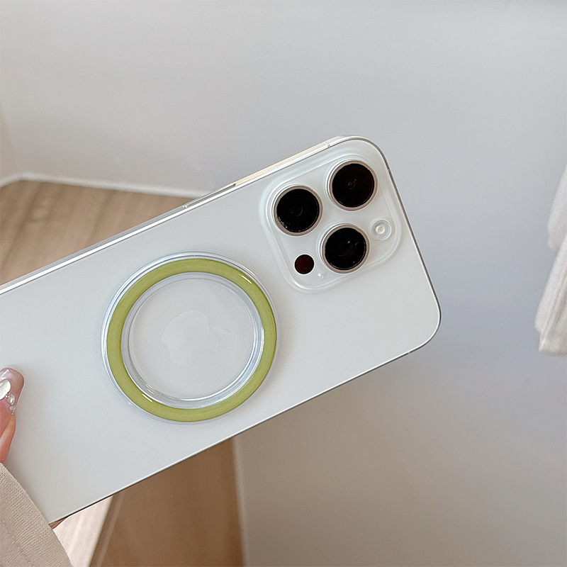 Wholesale Transparent Round Magnetic Phone Holder Base Retractable Simple Fresh Macaroon Style Phone Stand