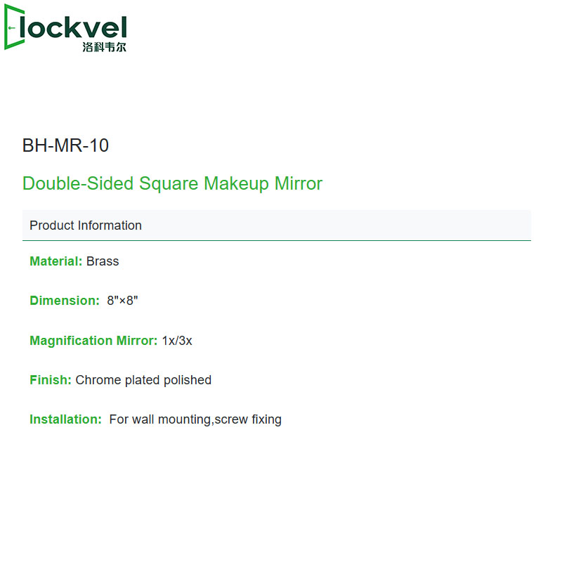 Brass Double-Sided Square 8"*8" Hotel Bathroom Wall Mounted Makeup Mirror