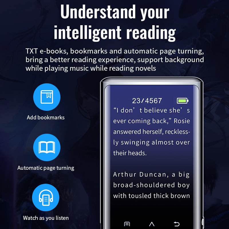 Portable M27 1.8 Inch Bluetooth MP3/MP4 Music Player E-book Recorder