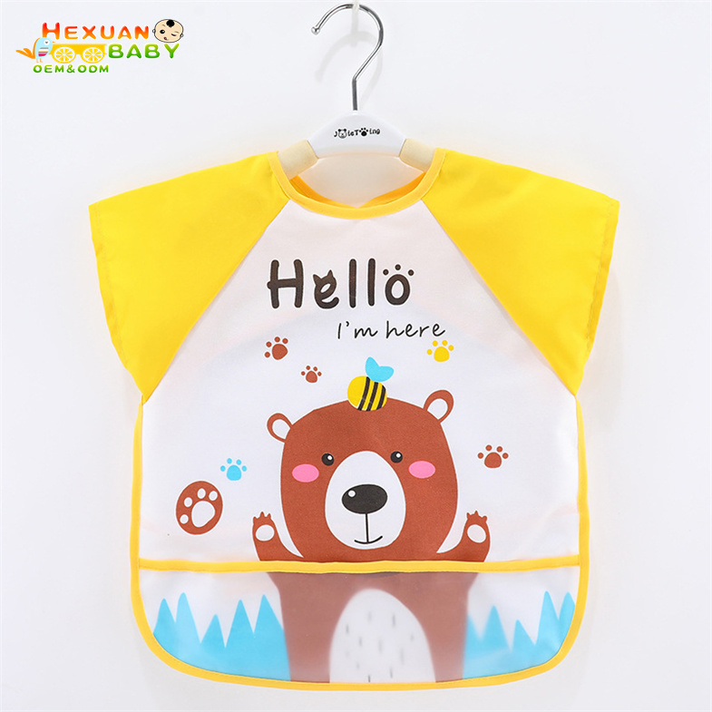 Waterproof Cartoon Apron for Kids with Button Closure