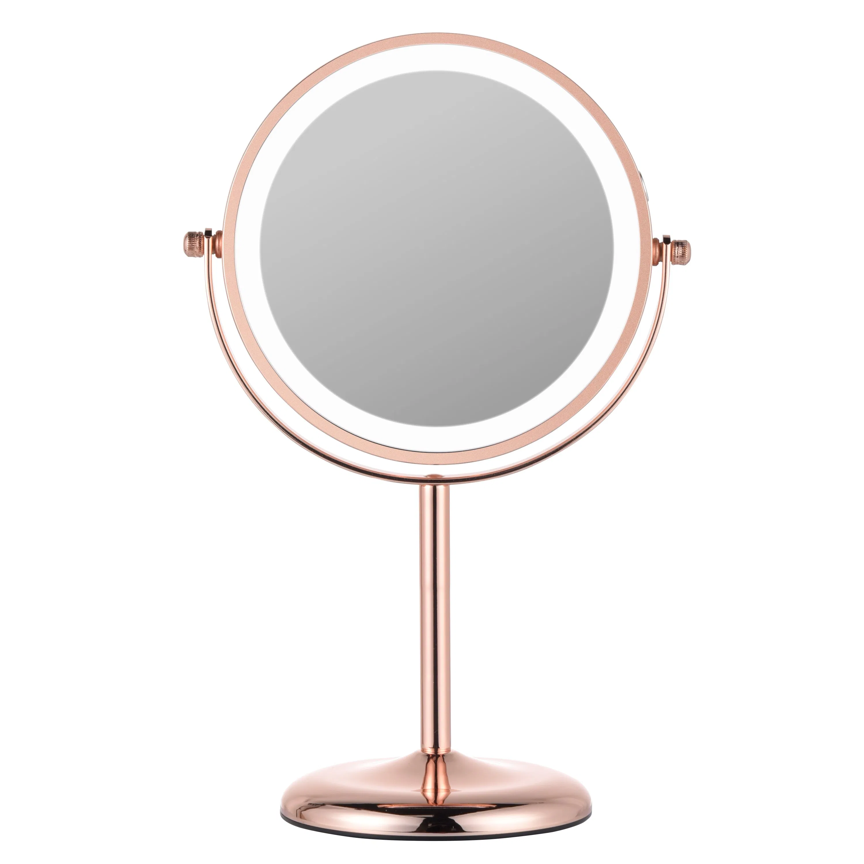 Rechargeable Li-ion Battery 3000-6500K Iron Round LED Dressing Touch Dimmer Makeup Mirror