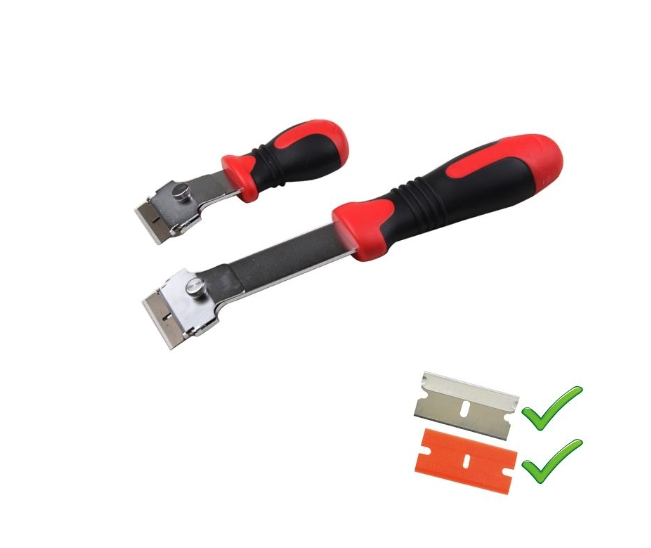 Cleaning Scraper Plastic Razor Scraper with Plastic Blades and Metal Blade Set