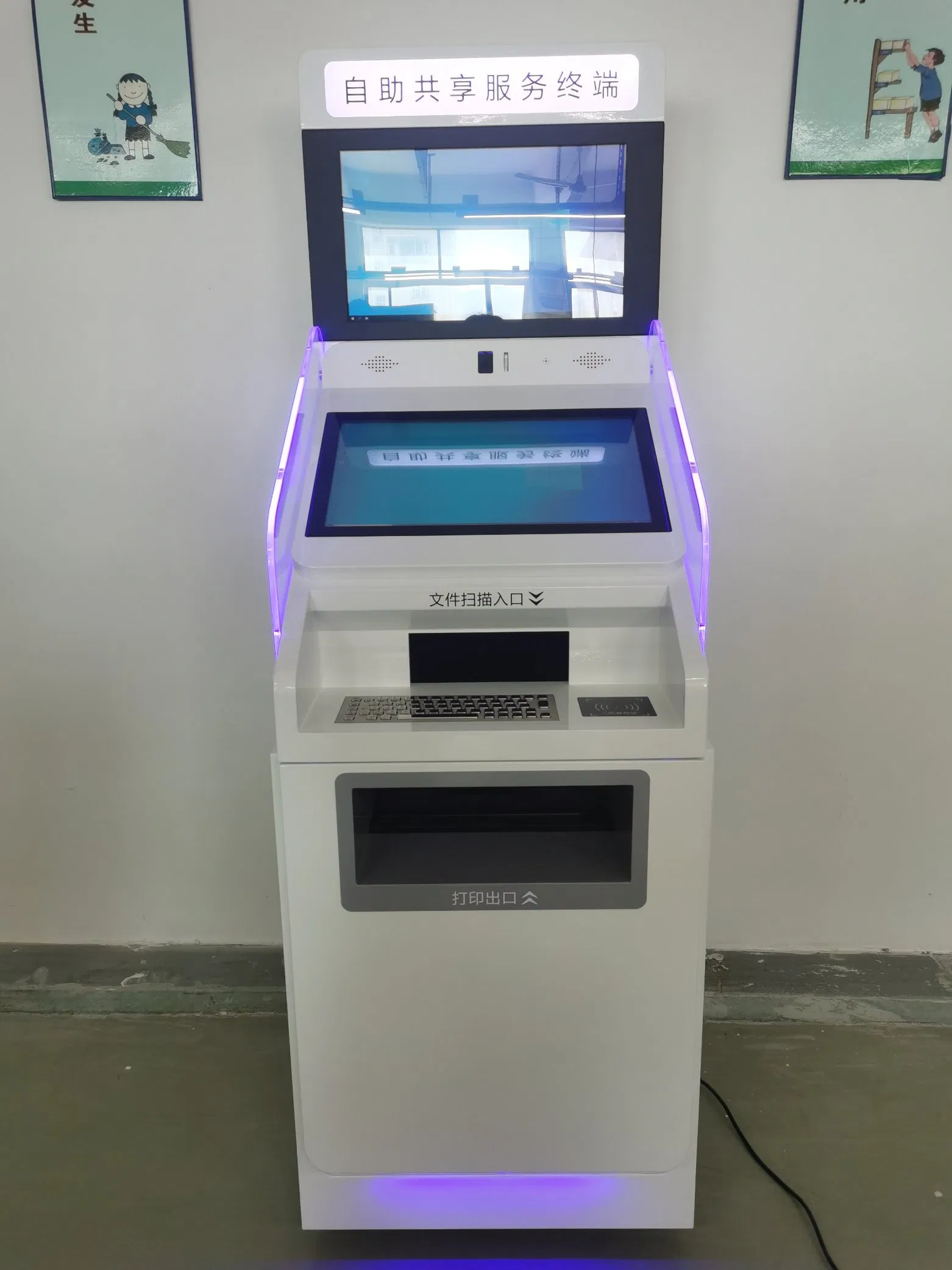 Dual 19 Inch Ticket A4 Report Printing Self-Service Kiosk for Touchscreen Windows PC