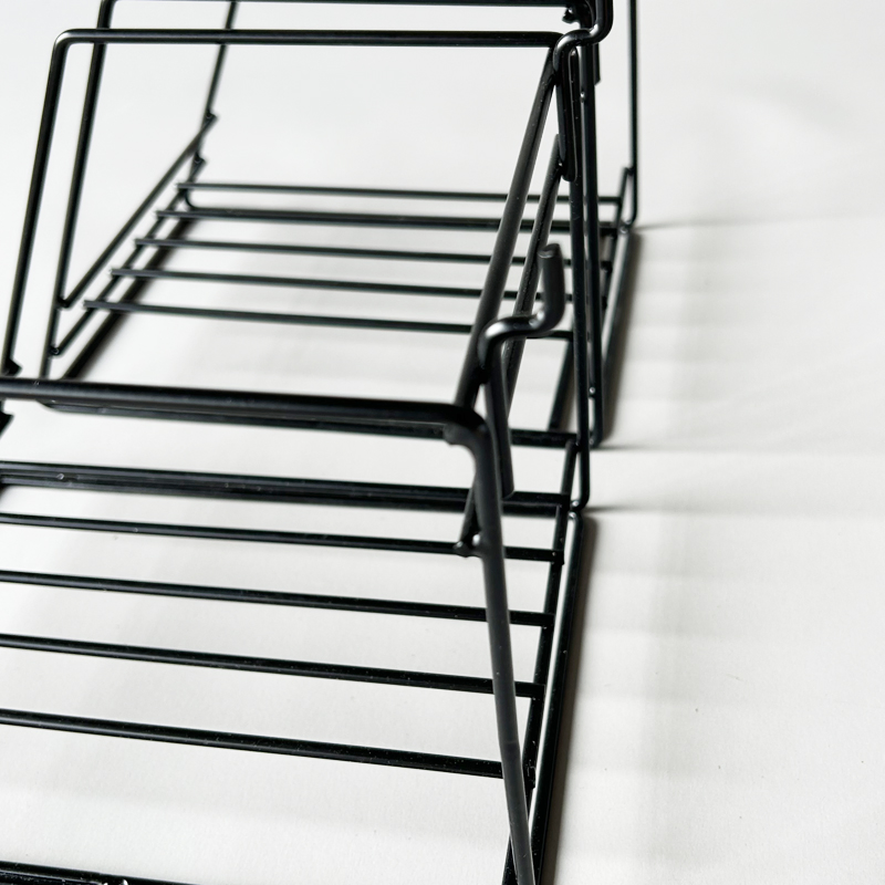 Modern Matte Black Metal Wire CD Storage Stand, Store Desk Shelf, Supermarket Display Wire Rack