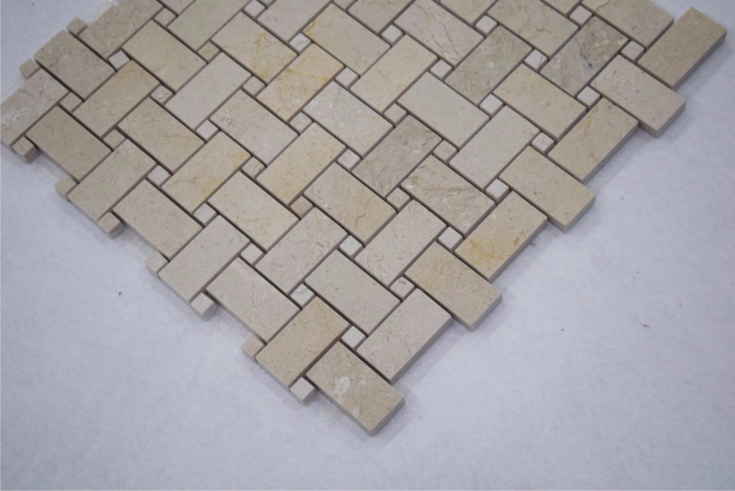 Home Decoration Marble Basketweave Stone Beige Swimming Pool Mosaic for Wall Tiles