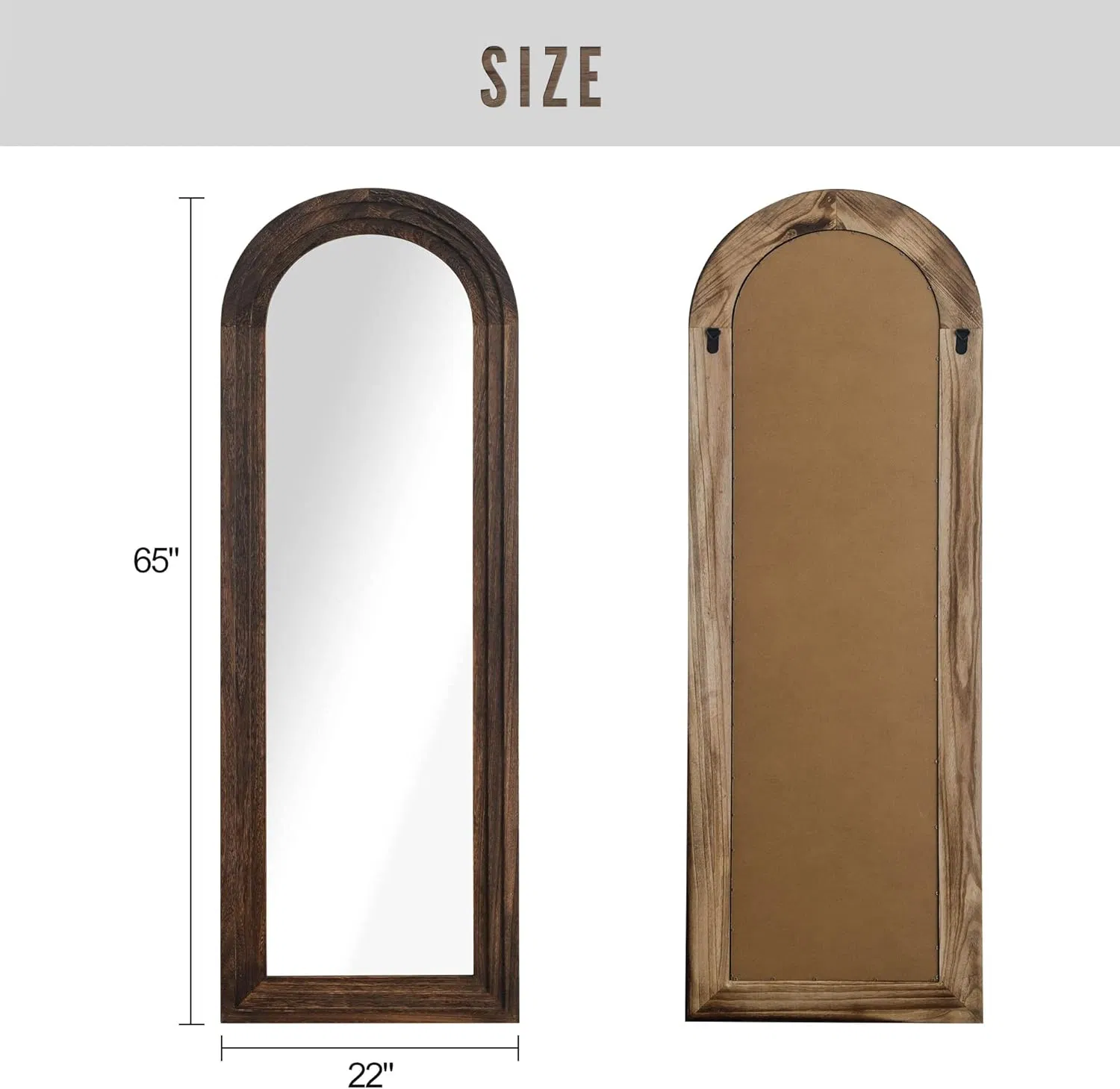 Arched Floor Mirror Wood Frame Wall Mounted Mirror Distressed Style Wide Frame Dressing Make up Mirror for Bathroom/Bedroom/Living Room/Dining Room/Entry