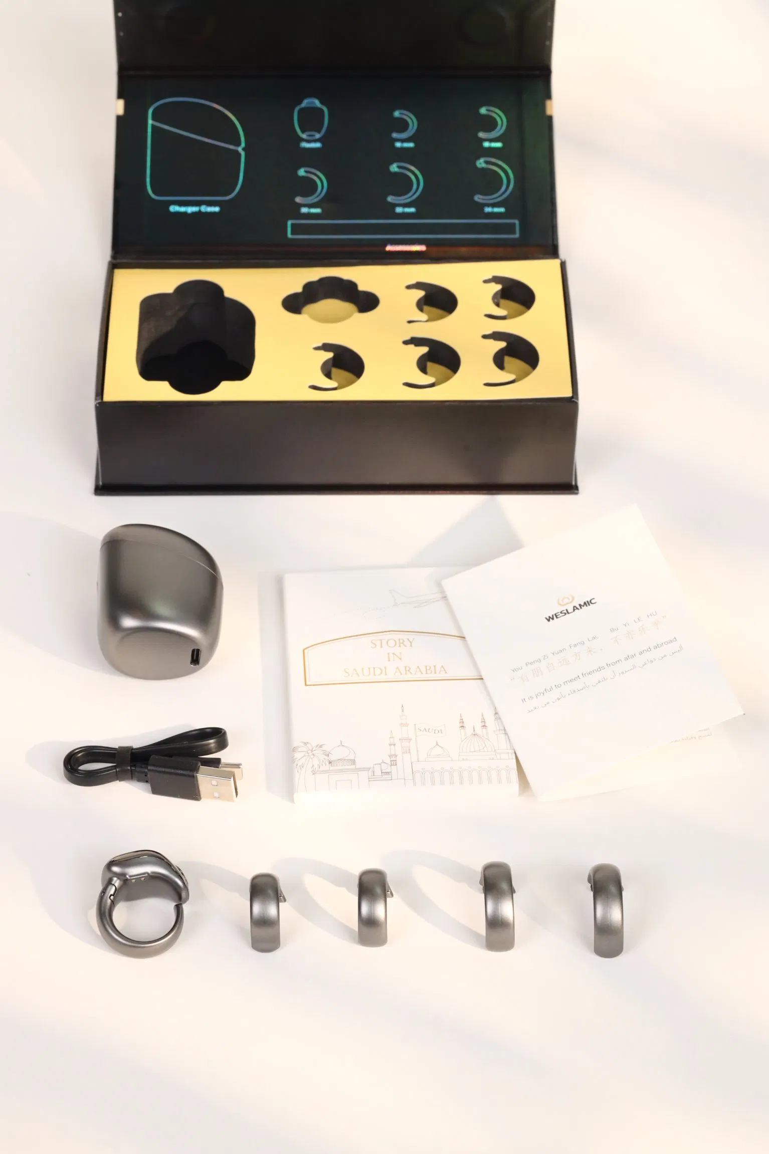 Umrah Reminder Charging Case Alarm Clock Smart Tasbih Ring Digita Zikr