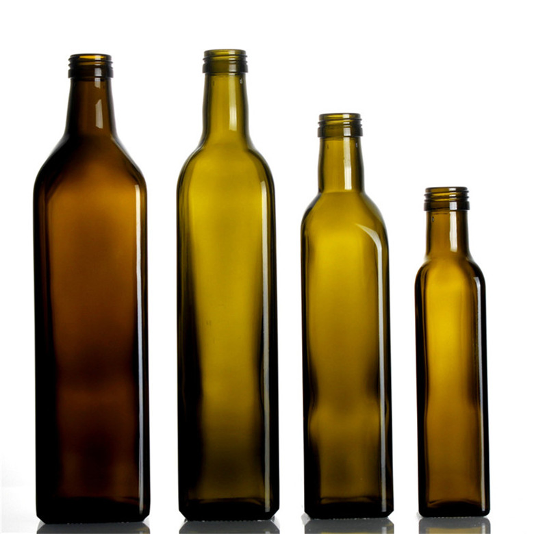 250ml 500ml 750ml Empty Square Round Dark Green Clear Marasca Cooking Olive Oil Glass Bottle