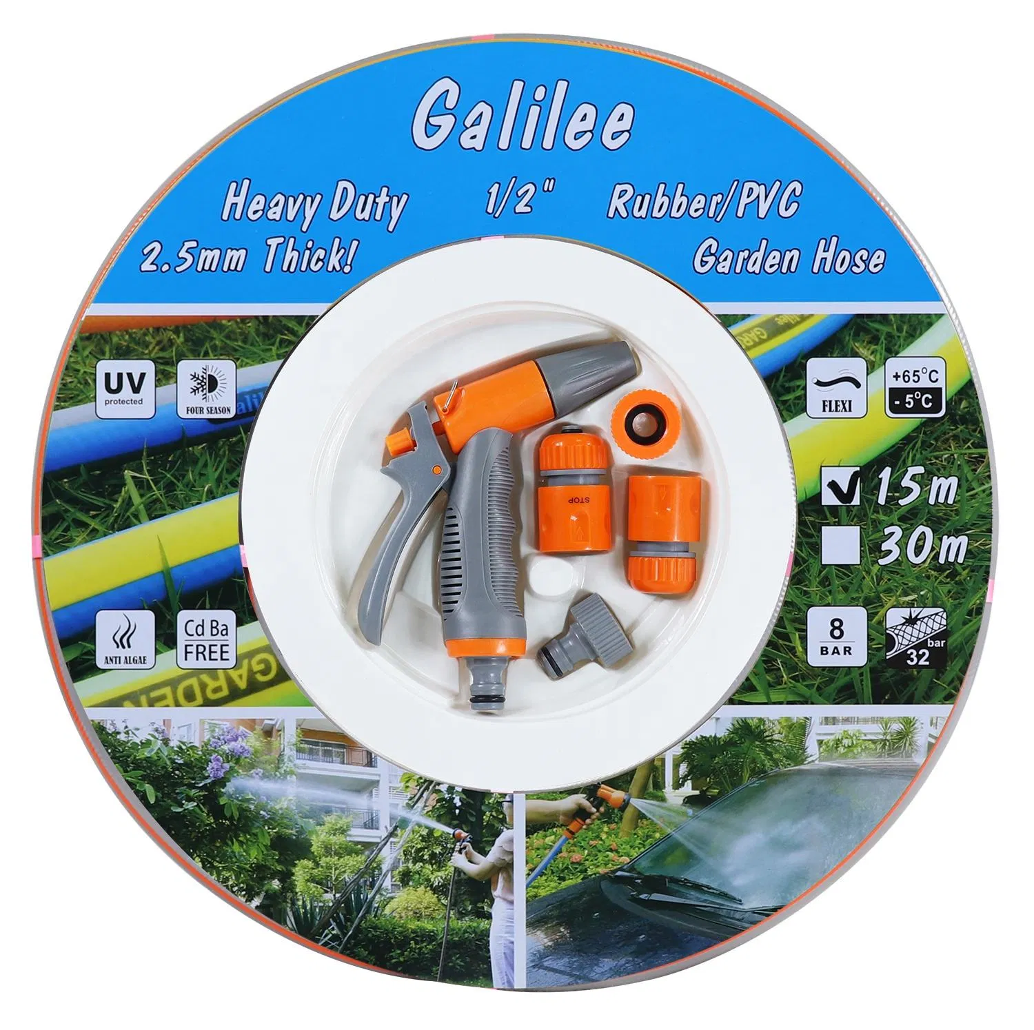 1/2 12mm Flexible Water PVC Garden Hose with Fittings