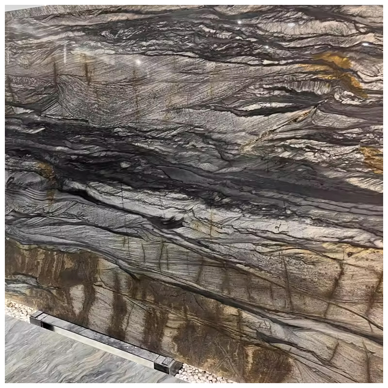 Highj-Quality Brazilian Leathered Brown Sandalus Quartzite for Bookmatched Wall and Countertops