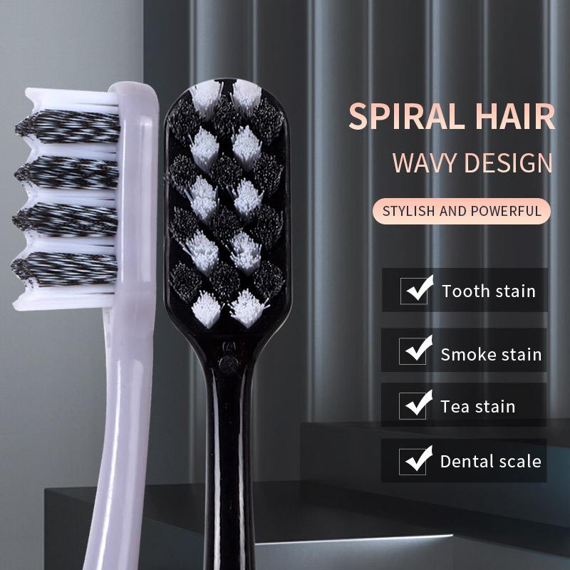 Wavy Design Hard Bristle Adult Toothbrush for Stains Cleaning