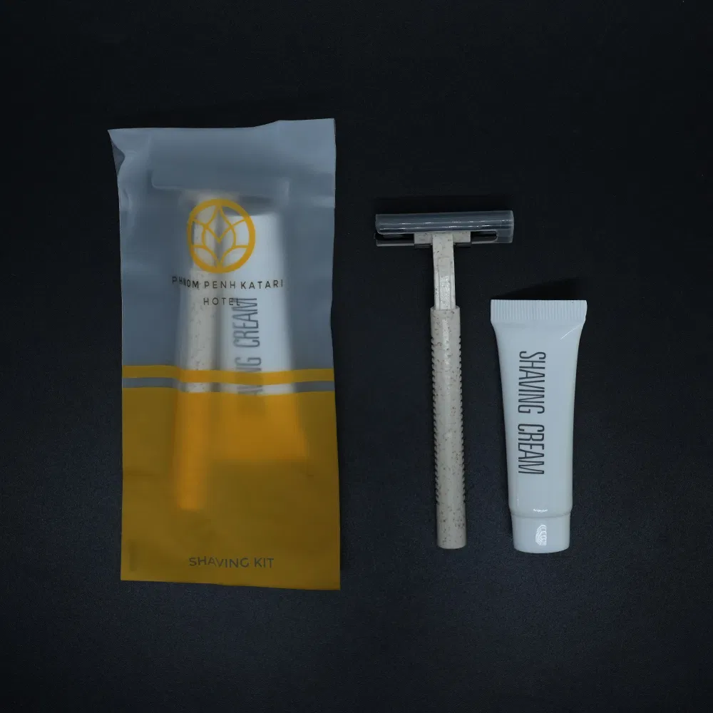 Wheat Straw Shaving Hotel Razor with Cream and Amenities for Guest Room