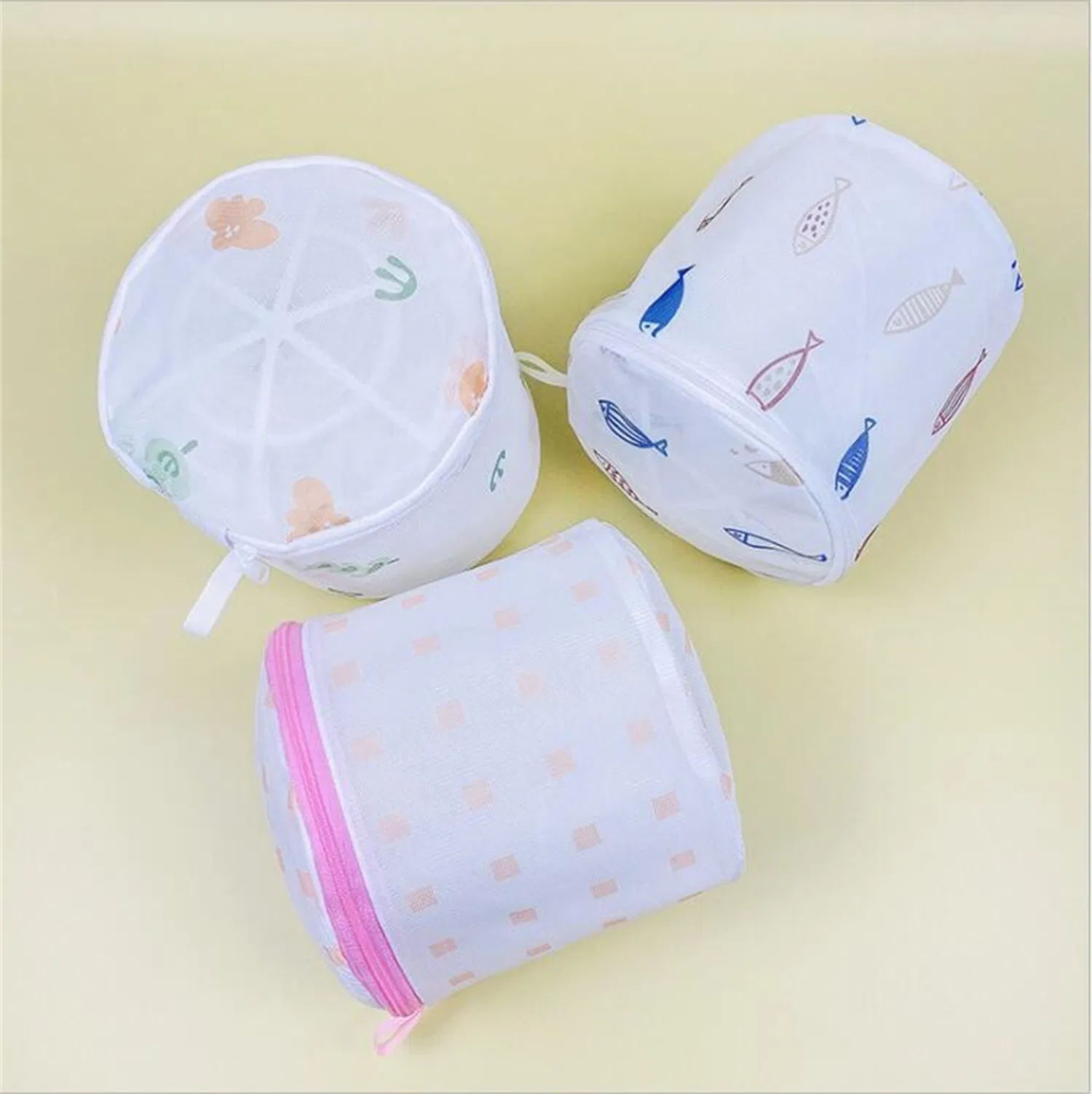 Printed Design Zipper Lock Mesh Laundry Bags