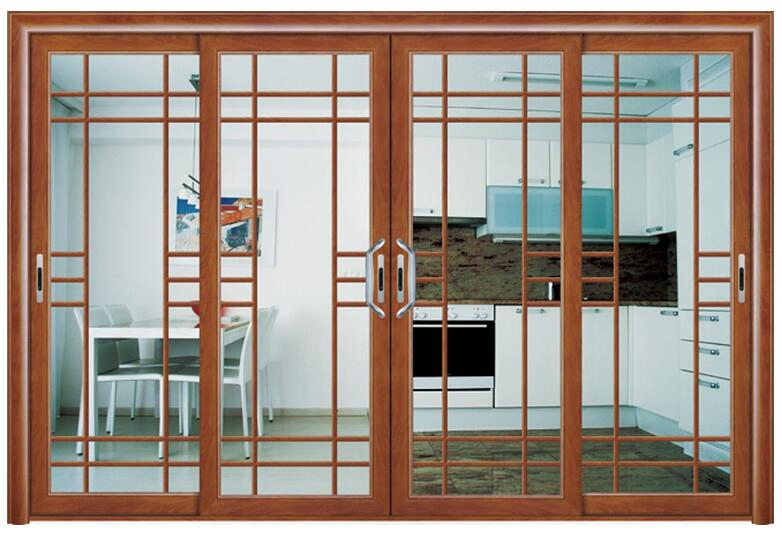 88 Series Wood Grain Color UPVC Sliding Glass Door Balcony Door Patio Door