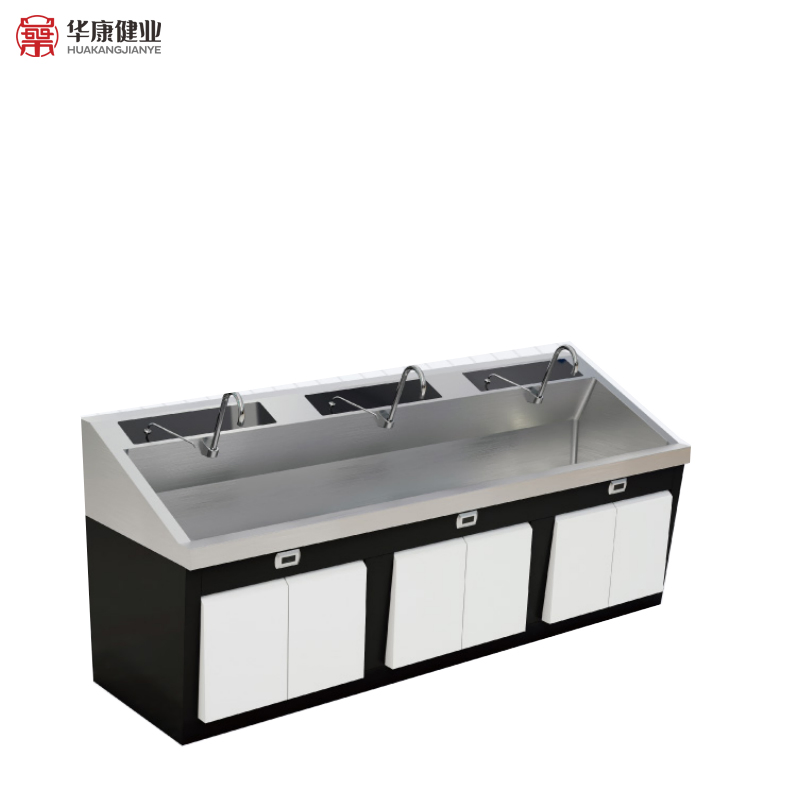 Stainless Steel Operating Room Scrub Sink Medical Equipment Basin Sink Triple W/Knee-Activation