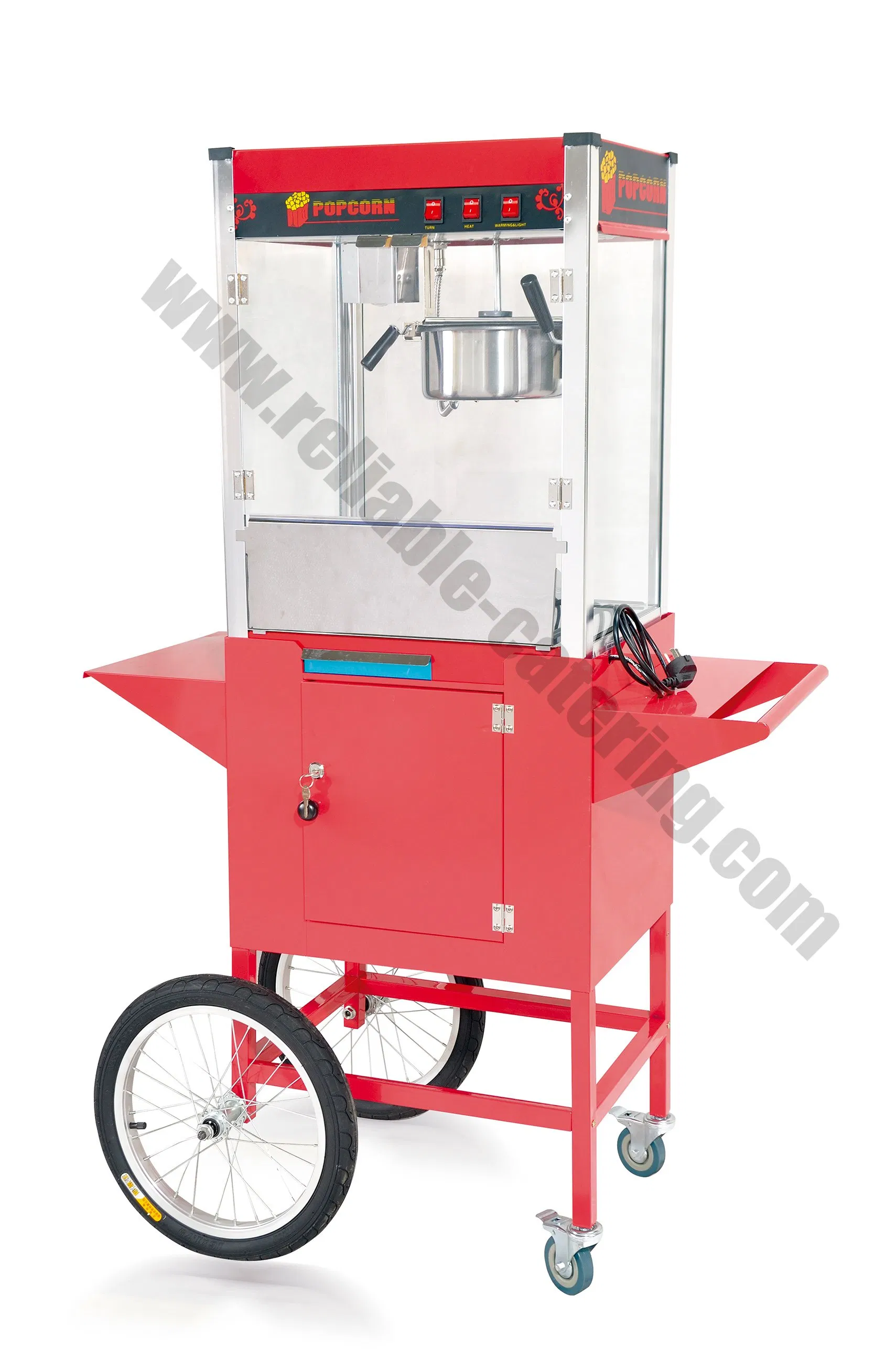 Stainless Steel Commercial Popcorn Machine for Business Industrial 8-16oz Counter Floor Standing Popper Maker Food Trailer Cart Big Bowl