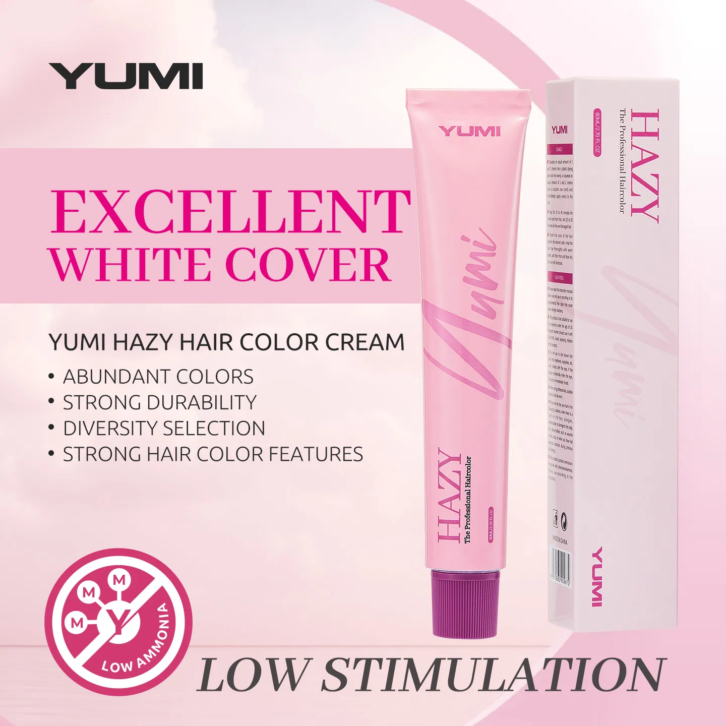 80ml Yumi Hazy Long Lasting Low Ammonia Hair Color Cream