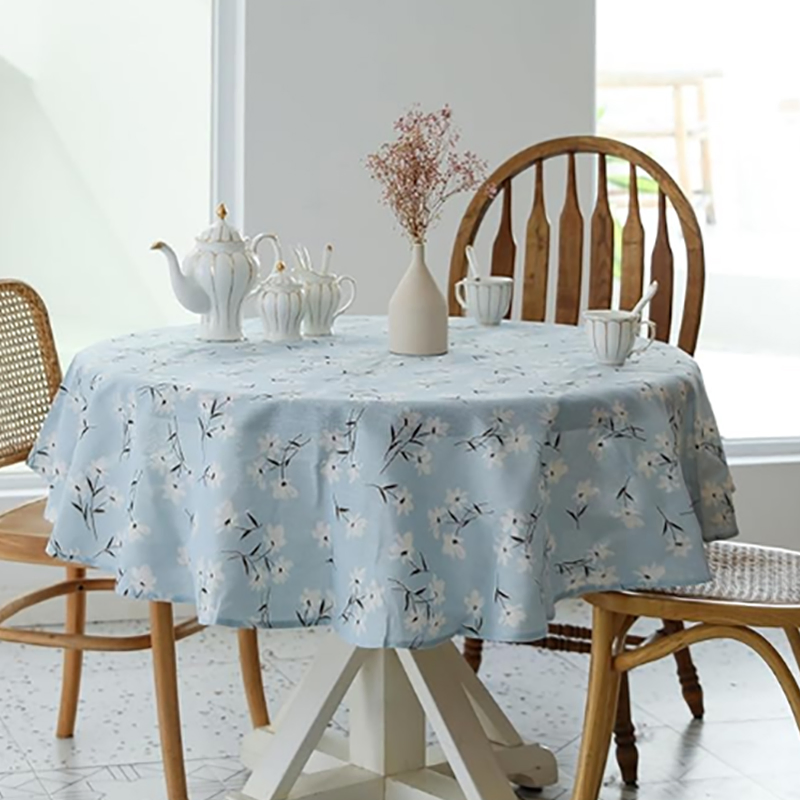 Custom Round Tablecloth 48 Inch Vintage Linen Fabric Washable Table Cloth
