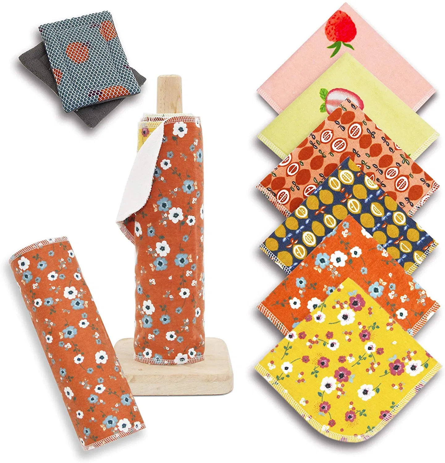 Custom Organic Cotton Flannel Reusable Unpaper Towels Roll Washable Alternative Paper Towel Bamboo Paperless Kitchen Cloth Wipes