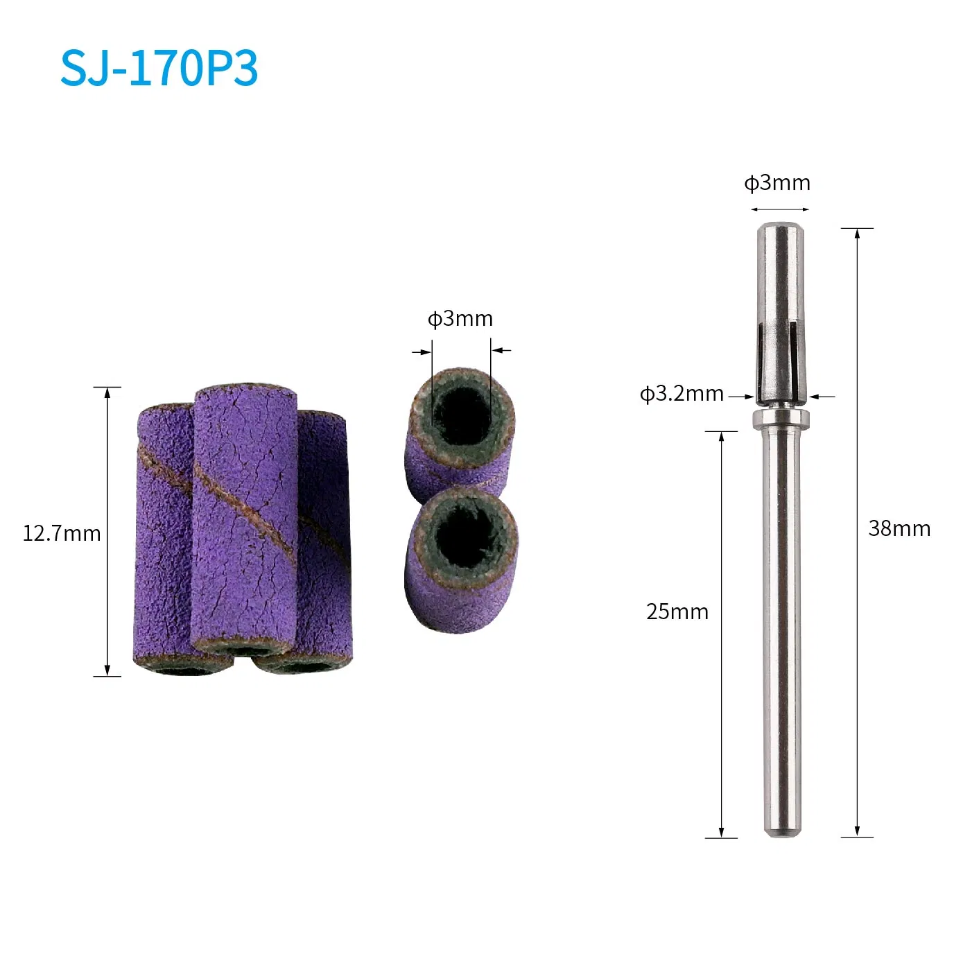 80 Grit 150 Grit 240 Grit Purple Abrasive Small Mini Size 3mm Nail Sanding Band Tip