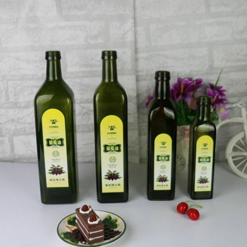 250ml 500ml 750ml 1000ml Square and Round Clear Marasca Glass Bottle Olive Oil Bottle